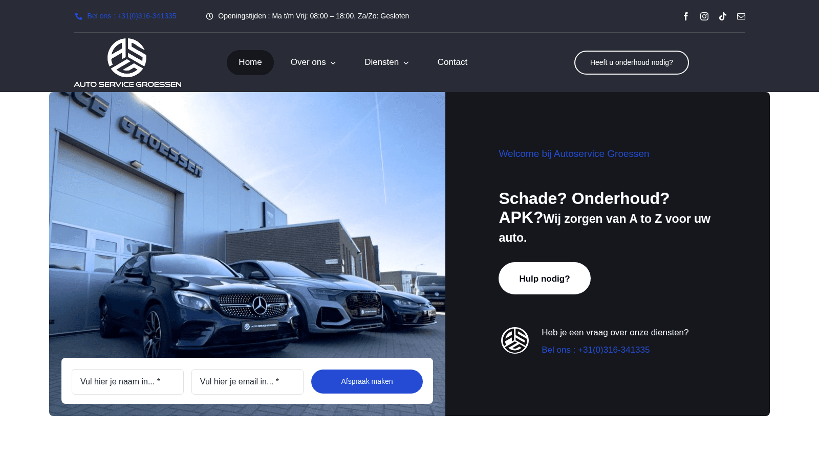 Homepage van Auto Service Groessen