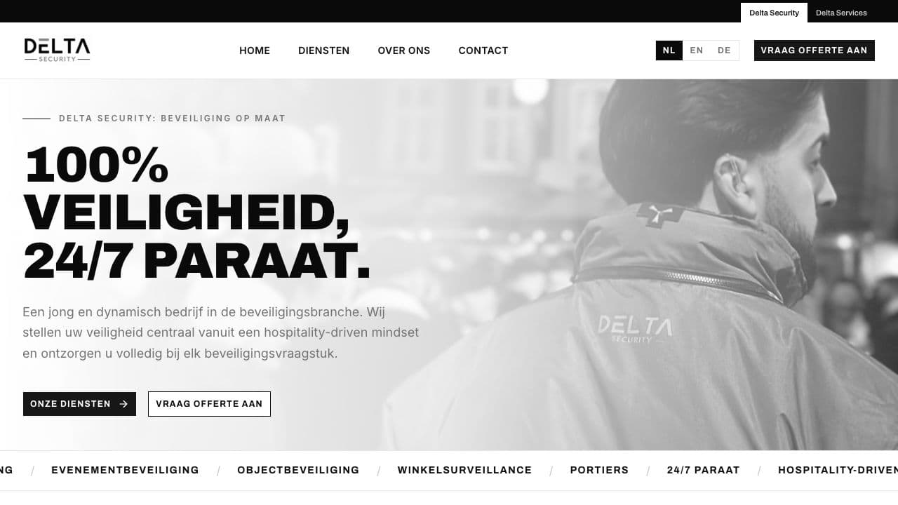 Homepage van Delta Security