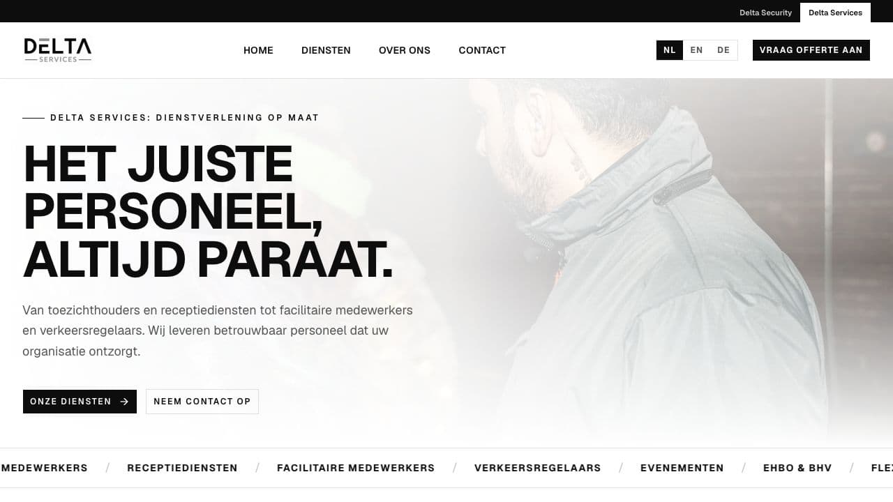 Homepage van Delta Services