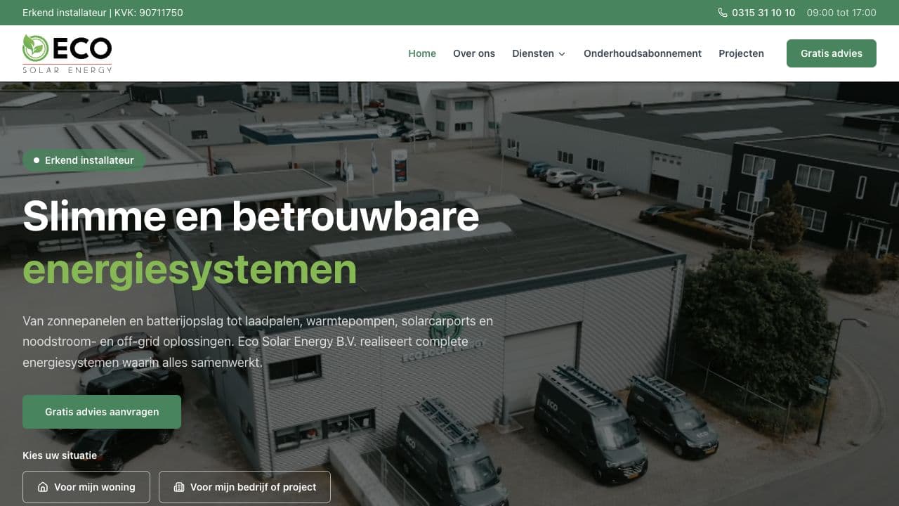 Homepage van Eco Solar Energy