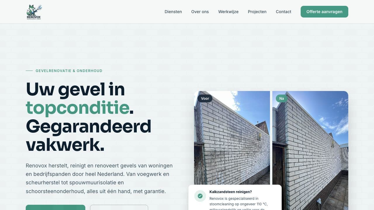 Voorbeeld van een professioneel websiteontwerp
